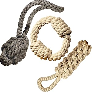 attractive cotton poly mix durable chew twisted rope handle ball ring knot dog toys for teething suitable for small medium puppies and adult dogs
