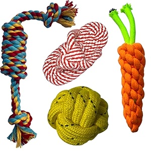 dog bite toy  dog toys  dog chew toys  puppy teething toys  rope toys for small to medium dogs  dog toy pack - pack of 4