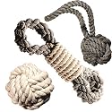 Attractive Cotton Poly Mix Durable Chew Twisted Rope Ball, Handle Ball, Finger Dog Toys for Teething Suitable for Small, Medium Puppies and Adult Dogs