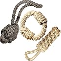 Attractive Cotton Poly Mix Durable Chew Twisted Rope Handle Ball, Ring, Knot Dog Toys for Teething Suitable for Small, Medium Puppies and Adult Dogs