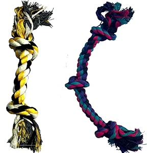 cotton dog rope toy for aggressive chewers tough tug of war large dog toys with knots durable cotton rope dog chew toy for medium and big dogs - washable