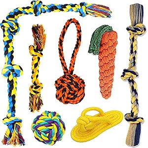 dog toy  dog chew toys  puppy teething toys  rope toys  dog toys for small to medium dog toys  dog toy pack - pack of 7