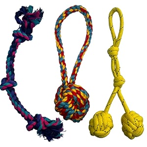 dog bite toy for small to medium dogs - dog chew toys - puppy teething toys - rope toys pack of 3