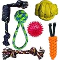 Dog and Puppy Toy Set Pack of 6 – Chew, Teething, Rope and Tug Toys for Small to Medium Dogs, Washable Cotton Toys for Dental Care, Training and Play