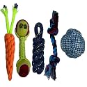 Dog Bite Toy + Dog Toy + Dog Chew Toys + Puppy Teething Toys + Rope Toys + Dog Toys for Small to Medium Dogs + Dog Toy Pack (Pack of 5)