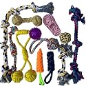 Dog &amp; Puppy Mega Toy Set - Pack of 12, Chew, Rope, Teething, Washable Cotton Tug Toys for Small to Medium Dogs
