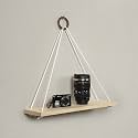 Macrame Wall Hanging Shelf for Home Décor | Boho Decorative Floating Wooden Shelve | Modern Book Rack for Bedroom, Living Room, (Off-White), Pack of 1-Pcs, Style 2275-62
