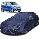 Wagon r/Wagonr Dustproof Car Cover with Mirror Pockets, Navy Color, Taffeta Polyster,Triple Stitched, Compatible with Maruti Wagon r/Wagonr Car Cover (1999 to 2024), Car Accessories