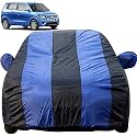 Wagon r/Wagonr Dustproof Car Cover with Mirror Pockets, Royal Blue Stripes, Taffeta Polyster,Triple Stitched, Compatible with Maruti Wagon r/Wagonr Car Cover (1999 to 2024), Car Accessories