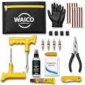 WAICO 13 in 1 Tubeless Tyre Puncture Kit | Reamer, Probe,10-Rubber Strips, Gloves, Plier, Knife, Sloution, Chalk, Spray Bottle, Storage Bag, | Emergency Flat Tire Repair Tools for Car, Bike, &amp; SUVs