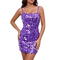 Waist Wow Sequin Dress for Women Spaghetti Strap Sexy Dresses Glitter Sparkly Mini Dress