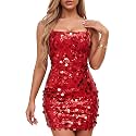 Waist Wow Sequin Dress for Women Spaghetti Strap Sexy Dresses Glitter Sparkly Mini Dress