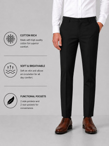 Waistory Regular Fit Men Black Trousers
