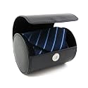 WAJJ Men’s Necktie Travel Case, Tie Anti-Wrinkle Gift Organizer Box - Formal Cylinder Shape (Black)