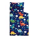 Wake In Cloud - Toddler Nap Mat with Pillow and Blanket, 100% Cotton Fabric, for Kids Boys Ages 3 Plus in Daycare Kindergarten Preschool, Roll Up Sleeping Bag, Cute Dinosaurs