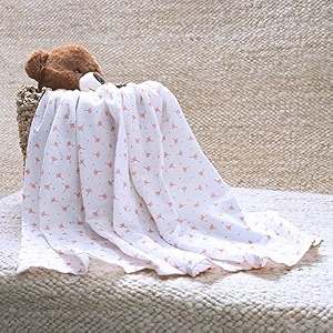 wakefit baby swaddle wrap  100 cotton ultra soft printed muslin cloth wrap for new born baby  snuggle wrap for toddlers  large 100x100 cms  mimi  white - set of 2