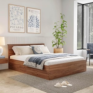 wakefit bed  1 yr warranty  bed queen size comes with storage box noise-free density 680750 kgm termite amp borer resistant fits mattresses up to 8 inches taurus 78 x 60 - columbian walnut