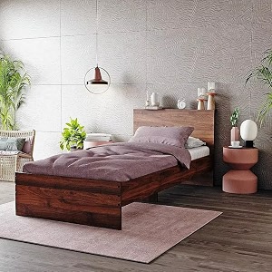 wakefit bed  1 yr warranty  single size bed non-storage sturdy construction density 680750 kgm termite amp borer resistant fits mattresses up to 8 inches taurus 78 x 36 - columbian walnut