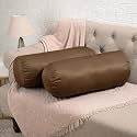 Wakefit Soft Bolster Pillow | Set of 2 | 25x10 Inch | Hollow Fiber Filling &amp; 100 GSM Peach Finished Fabric | Machine Washable Pillow | for Bed, Sofa &amp; Diwan | Brown