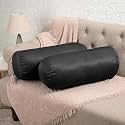 Wakefit Soft Bolster Pillow | Set of 2 | 25x10 Inch | Hollow Fiber Filling &amp; 100 GSM Peach Finished Fabric | Machine Washable Pillows | for Bed, Sofa &amp; Diwan - Black Beauty