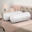 Wakefit Soft Bolster Pillow | Set of 2 | 25x10 Inch | Hollow Fiber Filling &amp; 100 GSM Peach Finished Fabric | Machine Washable Pillow | for Bed, Sofa &amp; Diwan | White