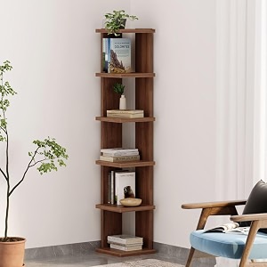 wakefit book shelf for home  1 year warranty  corner shelf for living room wall shelf for living room engineered wood - dyer 5 shelves