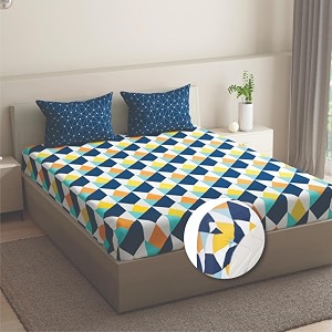 Wakefit Conton Geometric Fitted Bedsheet 200
