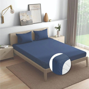 wakefit cotton queen fitted elastic 144 tc solid 1 bedsheet with 2 pillow covers