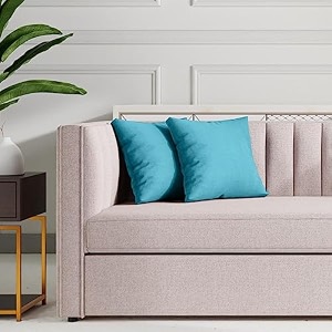 wakefit cushion coverssuper soft velvet fabric 360 tcreflection aqua blue16x16 inchsofa pillow cover set of 2
