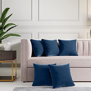wakefit cushion coverssuper soft velvet fabric 360 tcvelvet blue16x16 inchsofa pillow cover set of 2