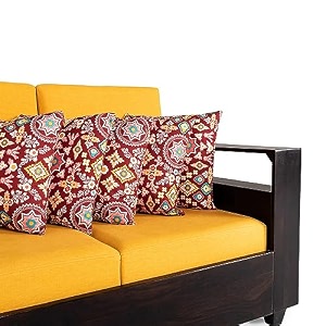 wakefit cushion for sofa  super soft fabric cushion pillow throw pillow for sofa  premium fresh hollow fibre filling  16x16 inches  autumn sunset  set of 3