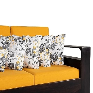 wakefit cushion for sofa  super soft fabric bed cushion pillow throw pillow for sofa  premium fresh hollow fibre filling  24x24 inches  autumn sunset  set of 5
