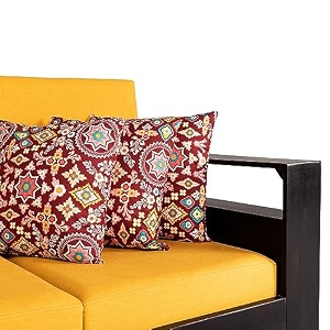 wakefit cushion for sofa  super soft fabric cushion pillow throw pillow for sofa  premium fresh hollow fibre filling  16x16 inches  autumn sunset  set of 3