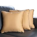Wakefit Cushion for Sofa | Super Soft Fabric Bed Cushion Pillow, Throw Pillow for Sofa | Premium Fresh Hollow Fibre Filling | 24x24 Inches | Beige | Set of 3