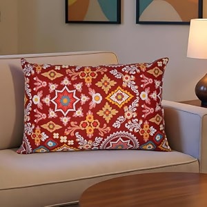 wakefit cushion for sofa  super soft fabric cushion pillow throw pillow for sofa  premium fresh hollow fibre filling  16x16 inches  autumn sunset  set of 3