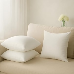 wakefit cushion for sofa  super soft fabric bed cushion pillow throw pillow for sofa  premium fresh hollow fibre filling  24x24 inches  white  set of 3