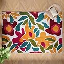 Textured Tufted and Printed Carpet | Rectangular Carpet for Your Living Room &amp; Drawing Room | Soft, Stylish &amp; Durable | 5 x 7 feet | Micro Polyester | Anti Skid Backing | Boho Floral- Yellow/Green/Red