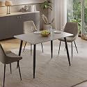 Wakefit Giloy Dining Table - 4 Seater I Marble Finish I Vitrified Tile Top I Alaska White