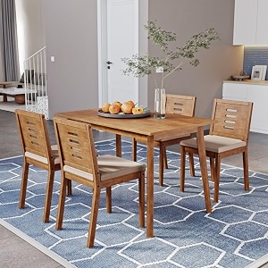wakefit dining table set  3 years warranty  dining table dining table 4 seater dining table 4 seater with chairs dinner table 4 seater dining table set - zufa solid wood brown 120x75x76 cm