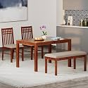 Wakefit Dining Table Set | 3 Years Warranty | Dining Table, Dining Table 4 Seater, Dining Table 4 Seater with Chairs and BeInch, 4 Seater Dining Table - Tuna (Solid Wood, Brown)