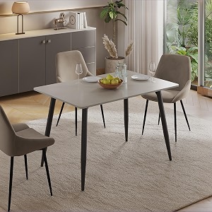 wakefit giloy dining table - 4 seater i marble finish i vitrified tile top i alaska white