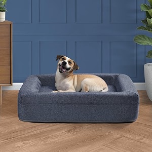 wakefit dog bed  10 days returnable  cat bed dog bed large size bed for dog pet bed orthopedic dog bed supportive foam with removable washable cover d-44x35x7 w-41kg blue