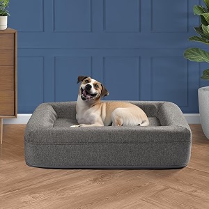 wakefit memory foam dog bed - orthopedic pet bed for cats and medium dogs supportive foam with removable washable cover 33 x 25 x 6 inch grey - 1 year warranty