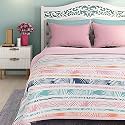 Wakefit Dohar Double Bed | 100% Cotton Blanket for Double Size Bed, Quilt | 110 GSM | Reverisible AC Blanket | 90x82 Inches - Tropica Peach