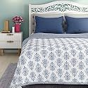 Wakefit Dohar Double Bed | 100% Cotton Blanket for Double Size Bed, Quilt | 110 GSM | Reverisible AC Blanket | 90x82 Inches - Susane Blue