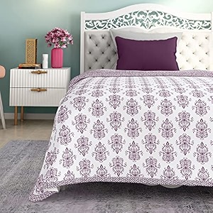 wakefit dohar single bed  100 cotton blanket for single size bed quilt  110 gsm  reverisible ac blanket  90x56 inches - susane burgundy