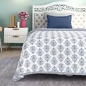 Wakefit Dohar Single Bed | 100% Cotton Blanket for Single Size Bed, Quilt | 110 GSM | Reverisible AC Blanket | 90x56 Inches - Susane Blue