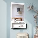Wakefit Dressing Table with Mirror | 1 Year Warranty | Wall Mount Dressing Table with Mirror and Storage (Engineered Wood - Frosty White - Avior)