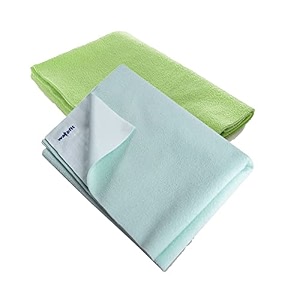 wakefit dry sheet for new born baby  waterproof sheet for toddler  anti-piling fleece extra absorbent quick dry sheet  infant bed protector  medium 100x70 cms  aqua blue amp sea green - set of 2