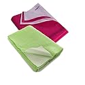 Wakefit Dry Sheet for New Born Baby | Waterproof Sheet for Toddler | Anti-Piling Fleece Extra Absorbent Quick Dry Sheet | Infant Bed Protector | Medium (100x70 Cms) | Pista Green &amp; Magenta - Set of 2